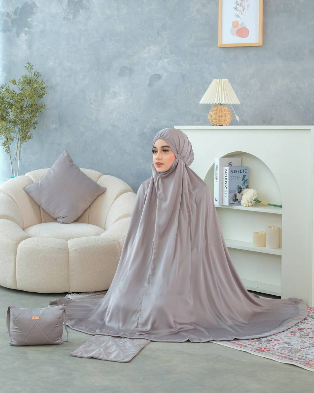 Pre Order. Zalina Armani Silk Telekung