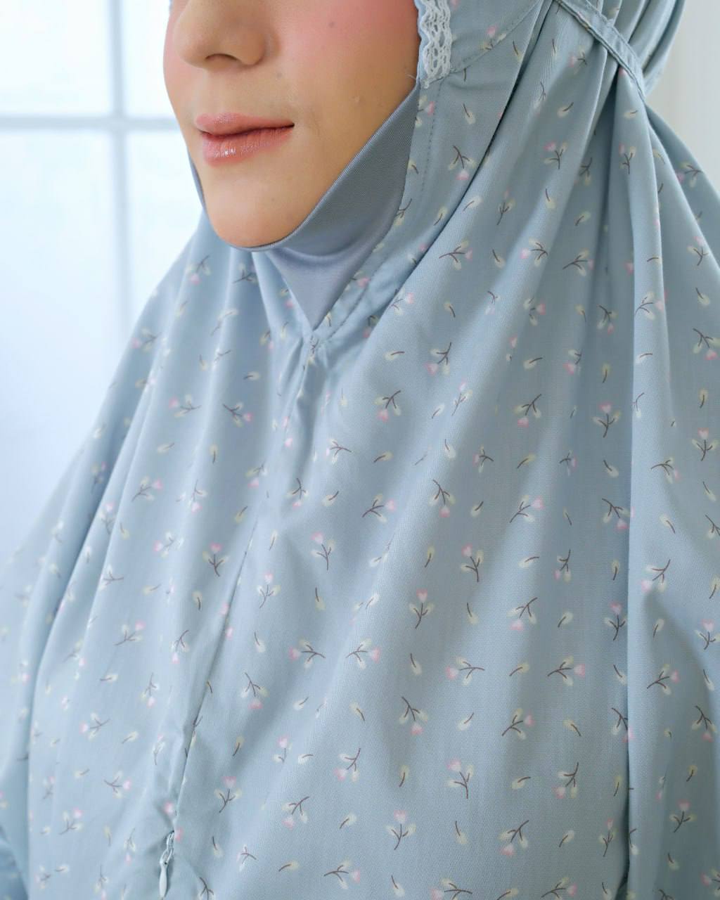 Pre Order! Flower Love Premium! Japanese Cotton Telekung (with Jersey Chin)