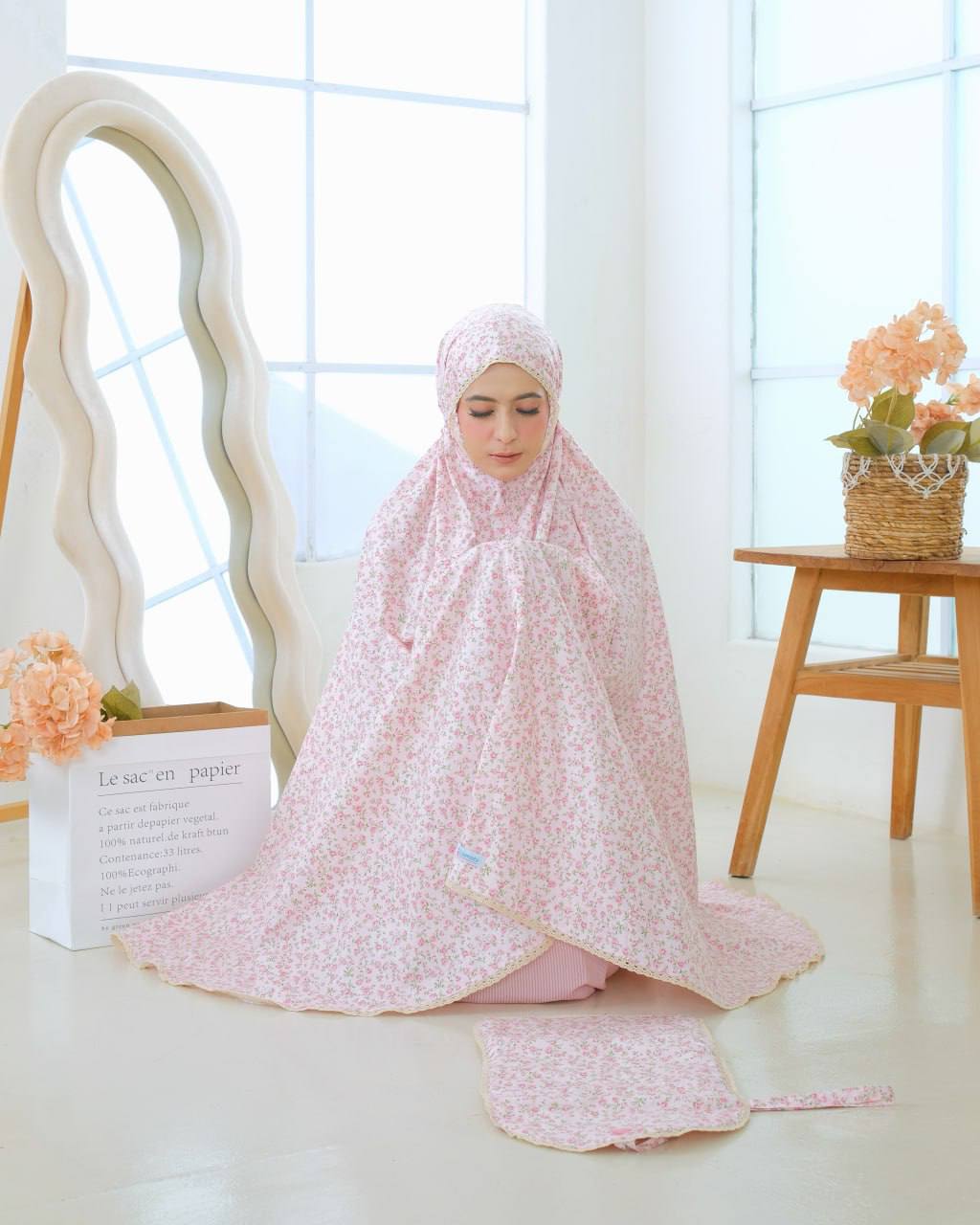 Pre Order. Japanese Cotton Telekung - Summer Rose Series