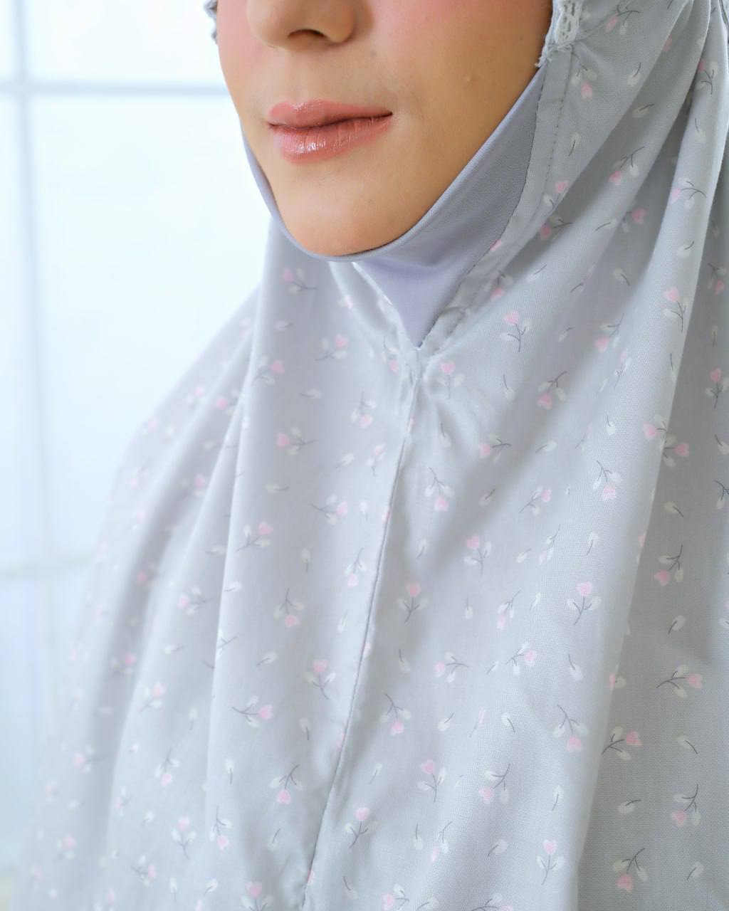 Pre Order! Flower Love Premium! Japanese Cotton Telekung (with Jersey Chin)