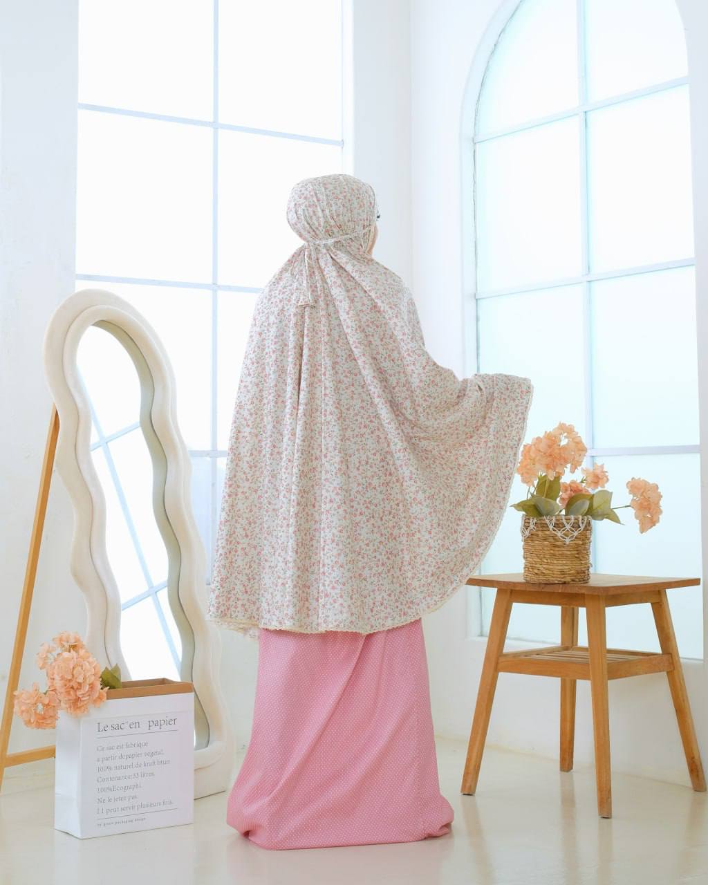 Pre Order. Japanese Cotton Telekung - Summer Rose Series
