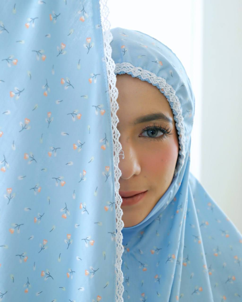 Pre Order! Flower Love Premium! Japanese Cotton Telekung (with Jersey Chin)