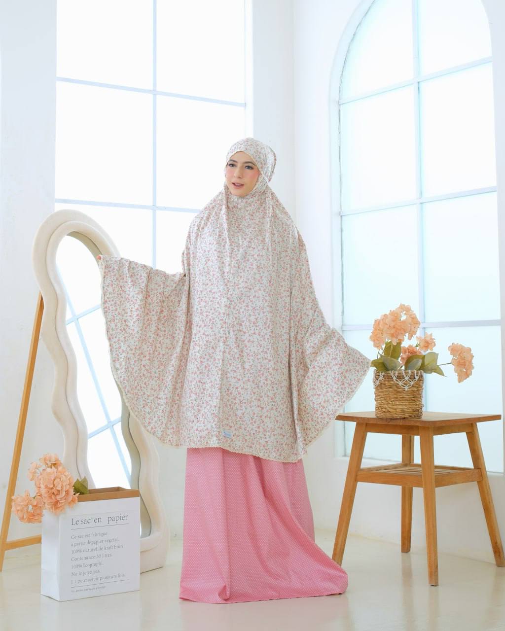 Pre Order. Japanese Cotton Telekung - Summer Rose Series