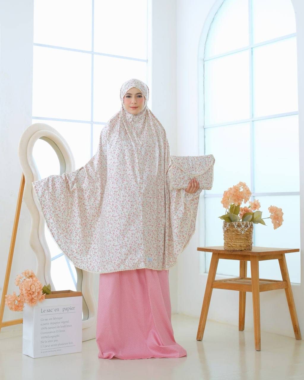 Pre Order. Japanese Cotton Telekung - Summer Rose Series