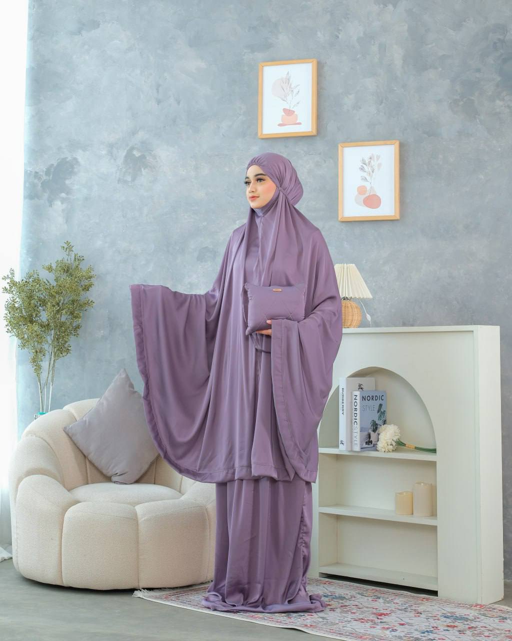 Pre Order. Zalina Armani Silk Telekung