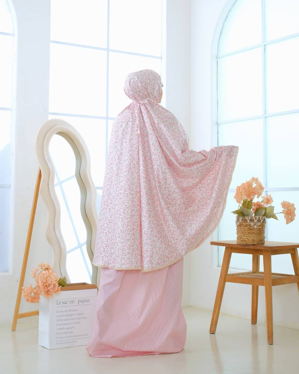 Pre Order. Japanese Cotton Telekung - Summer Rose Series