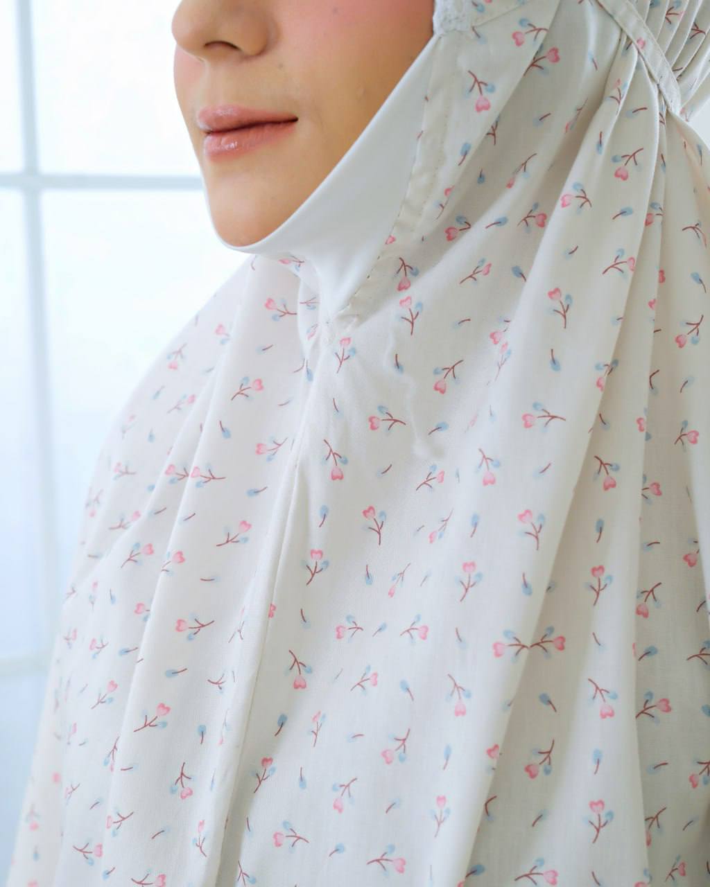 Pre Order! Flower Love Premium! Japanese Cotton Telekung (with Jersey Chin)