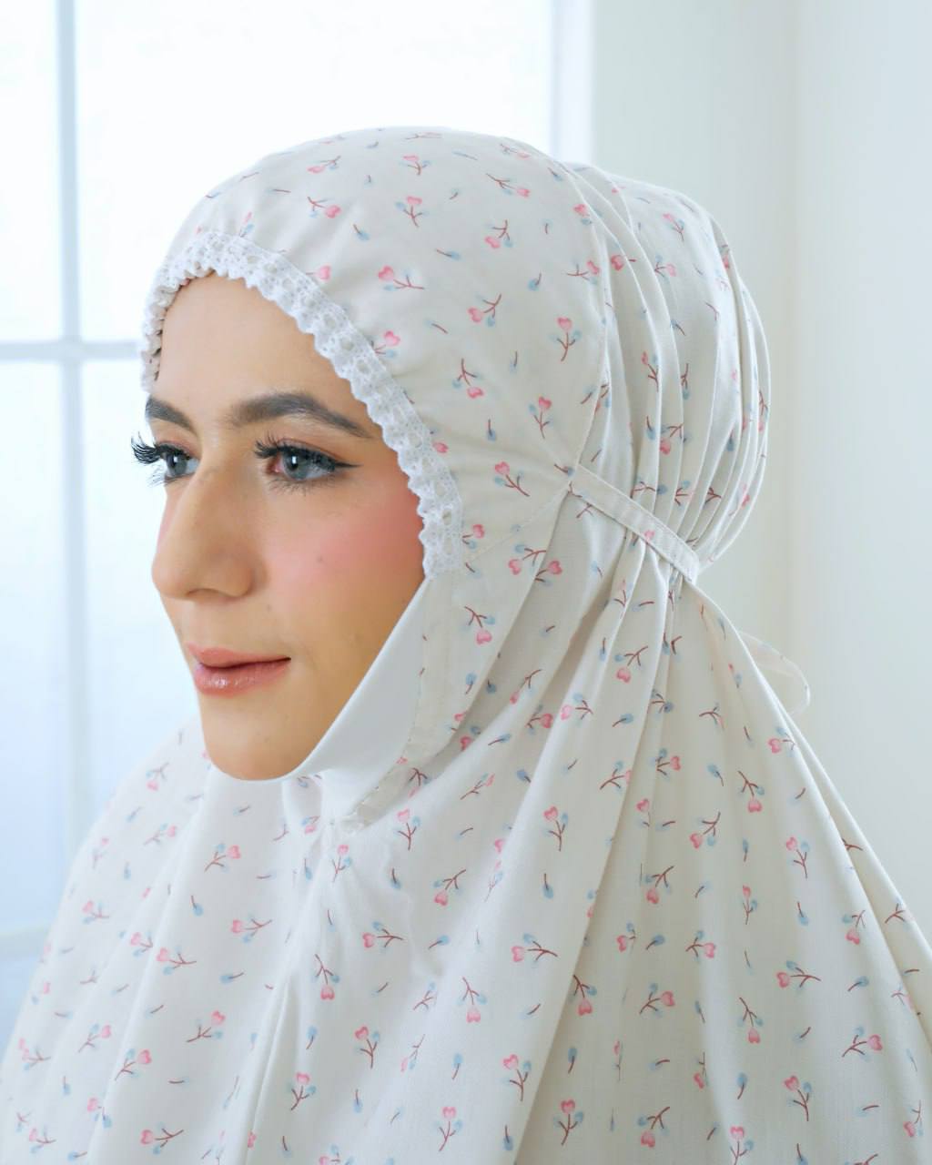 Pre Order! Flower Love Premium! Japanese Cotton Telekung (with Jersey Chin)