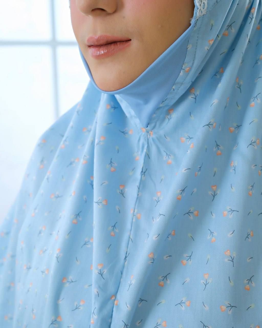Pre Order! Flower Love Premium! Japanese Cotton Telekung (with Jersey Chin)