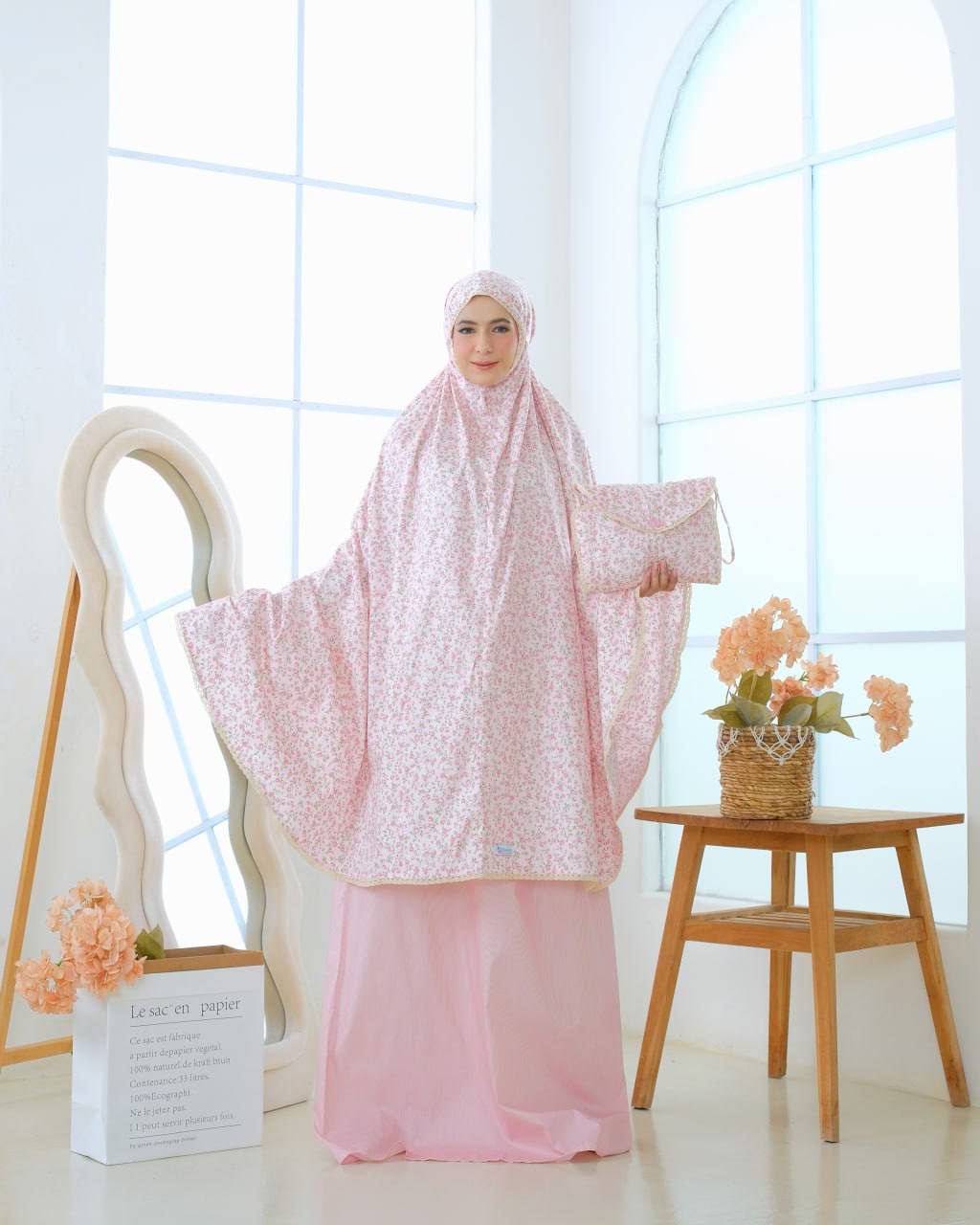 Pre Order. Japanese Cotton Telekung - Summer Rose Series