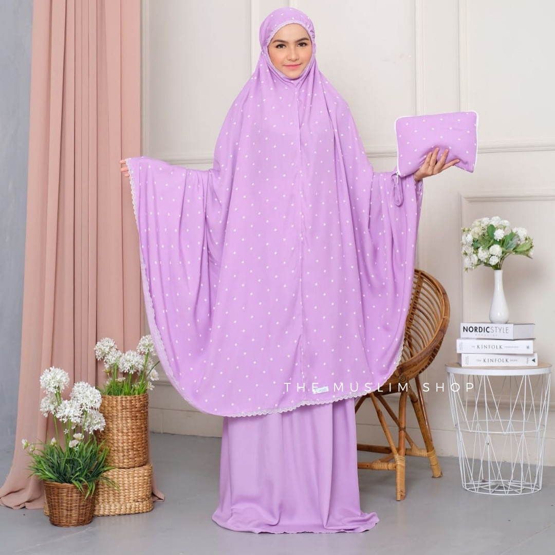 Pre Order ! Comfy Rayon Telekung in Polka Series