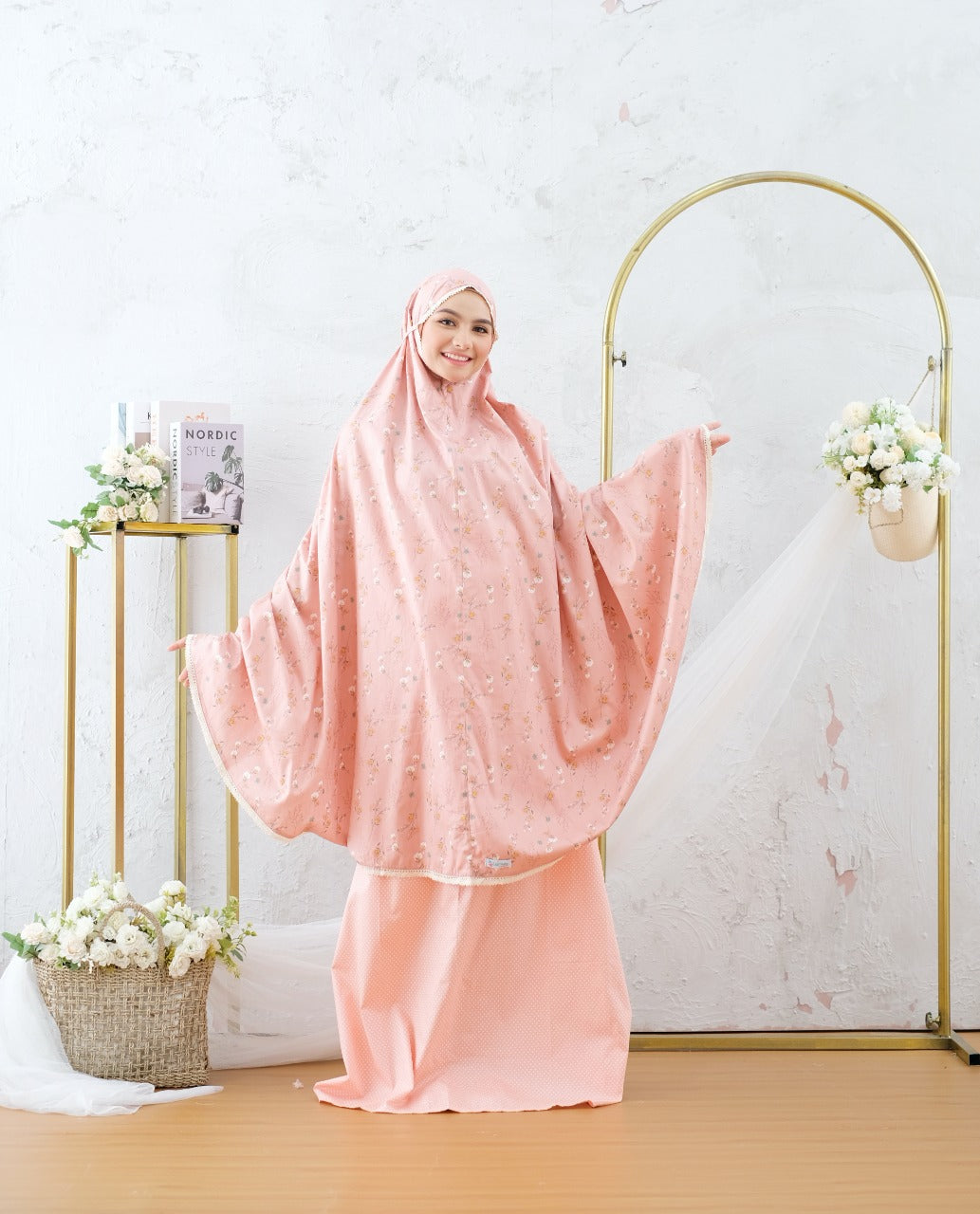 Pre Order! Peony Series! Japanese Cotton Telekung