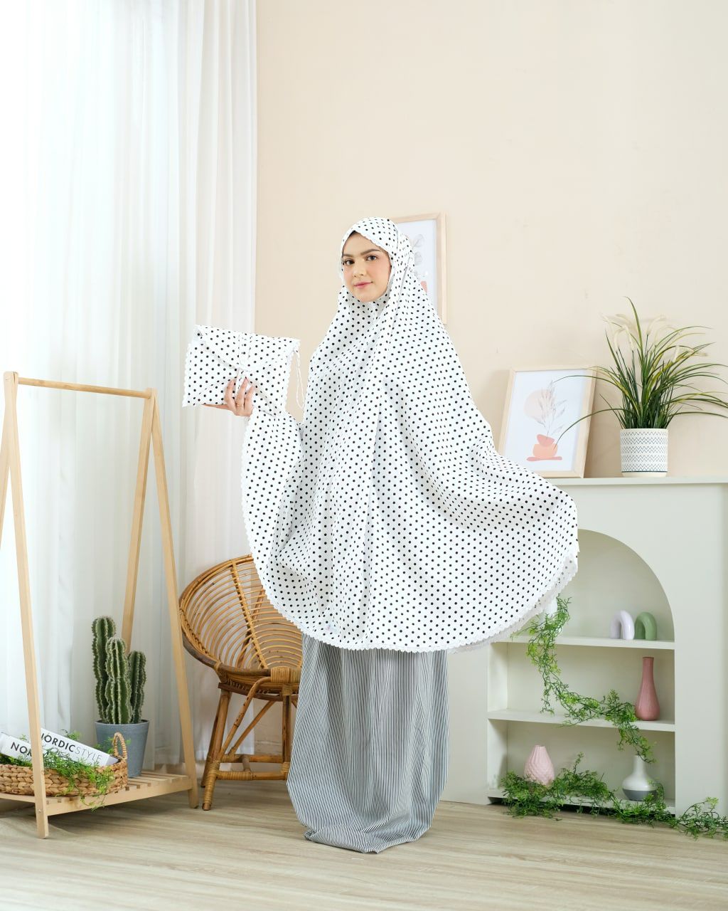 Pre Order. Japanese Cotton Telekung - Polka Series