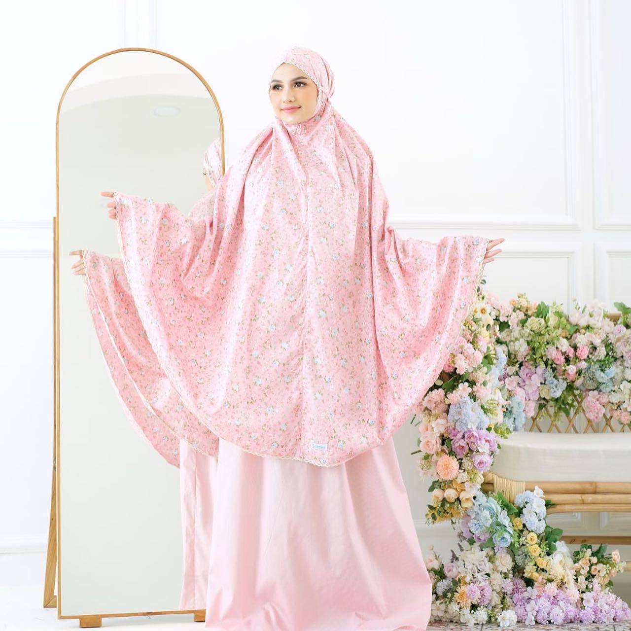 Pre Order. Japanese Cotton Telekung - Summer Rose Series