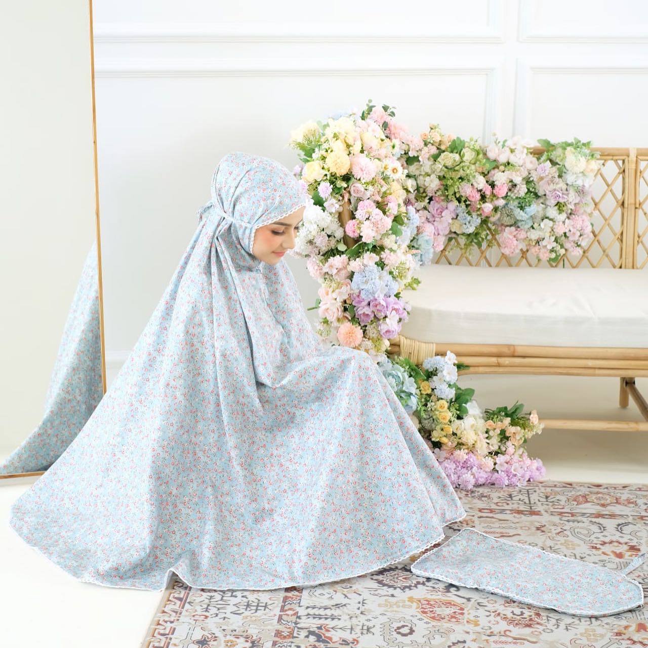 Pre Order. Japanese Cotton Telekung - Summer Rose Series