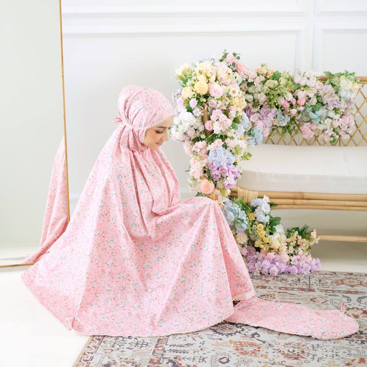 Pre Order. Japanese Cotton Telekung - Summer Rose Series