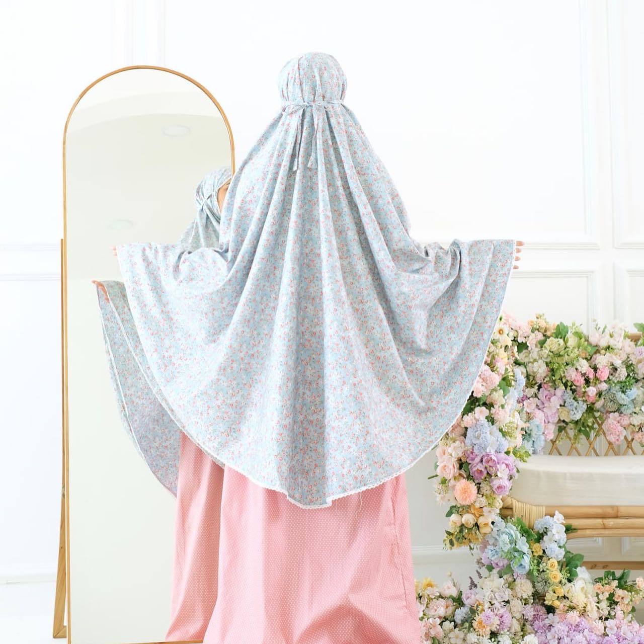 Pre Order. Japanese Cotton Telekung - Summer Rose Series