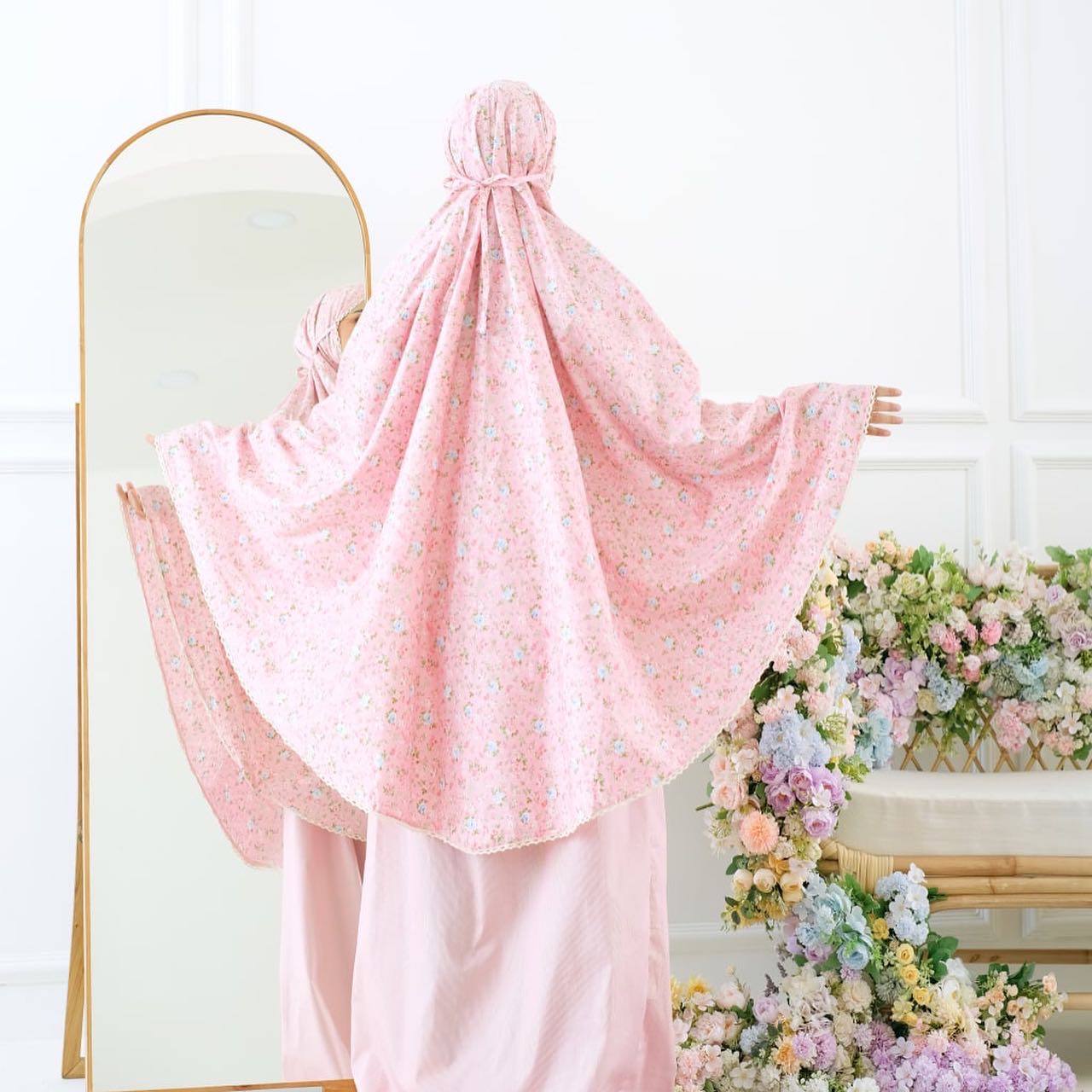Pre Order. Japanese Cotton Telekung - Summer Rose Series
