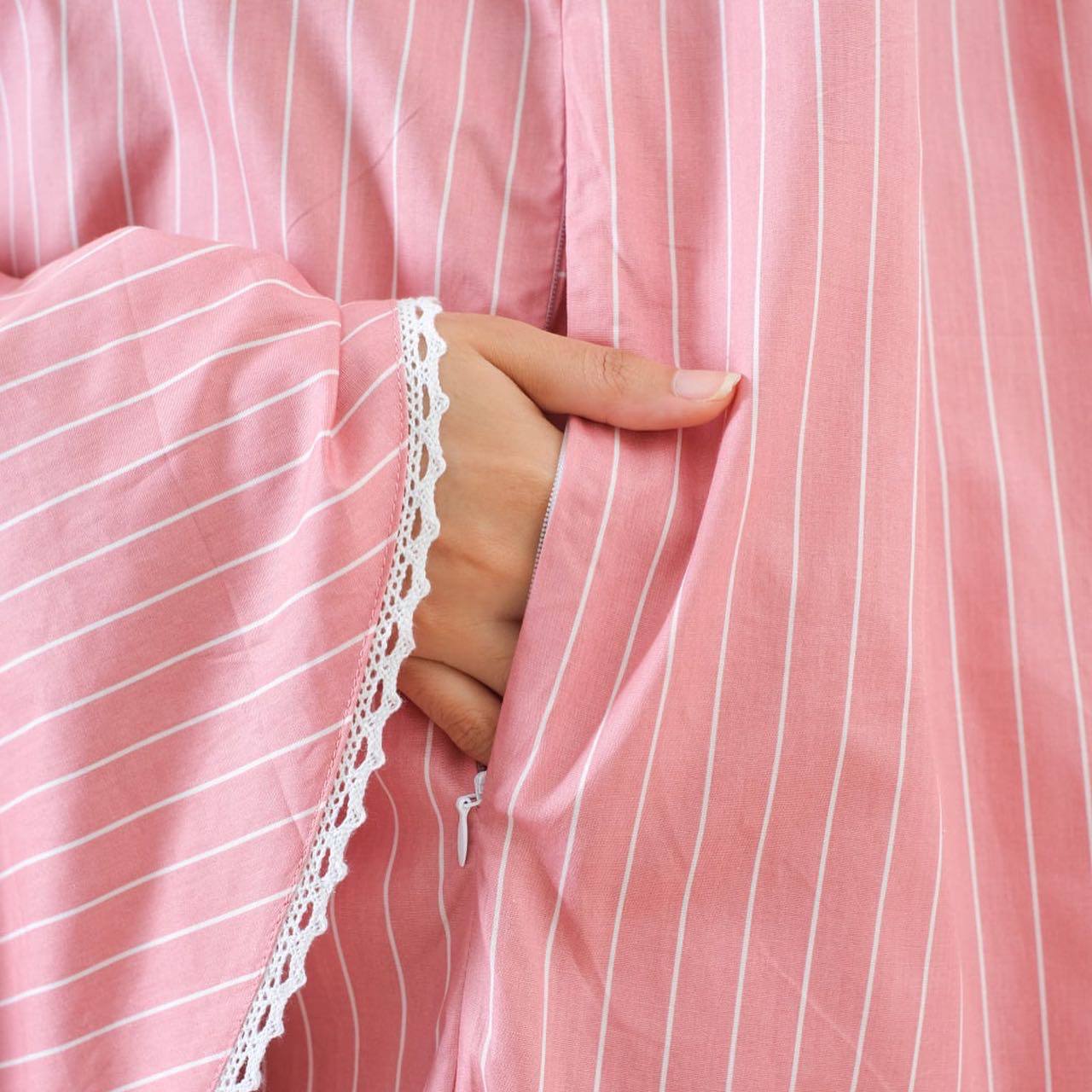 Pre Order. Japanese Cotton Telekung - Stripe Series