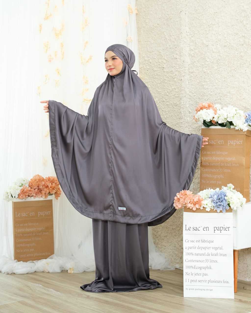 Pre Order. Zalina Armani Silk Telekung