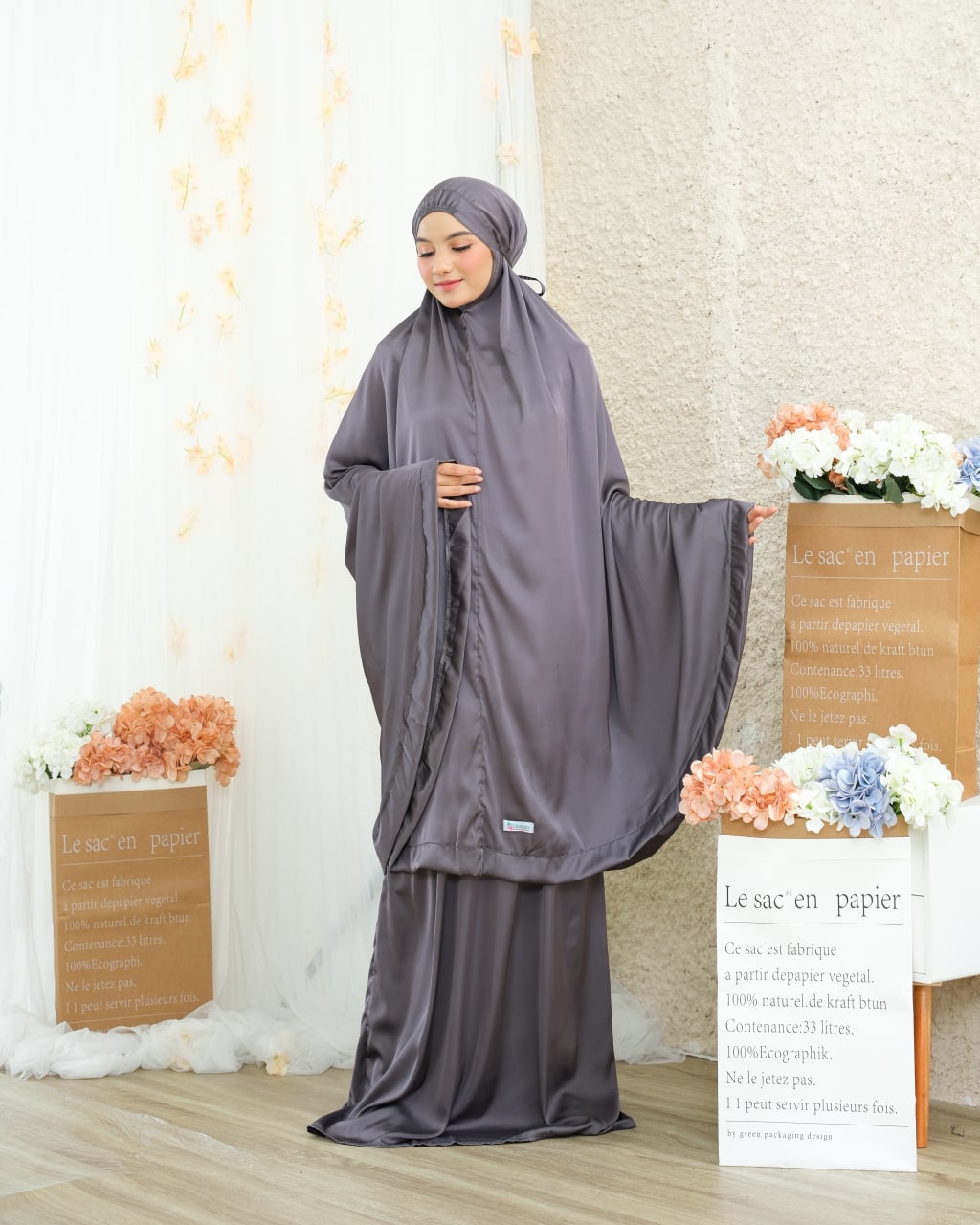 Pre Order. Zalina Armani Silk Telekung
