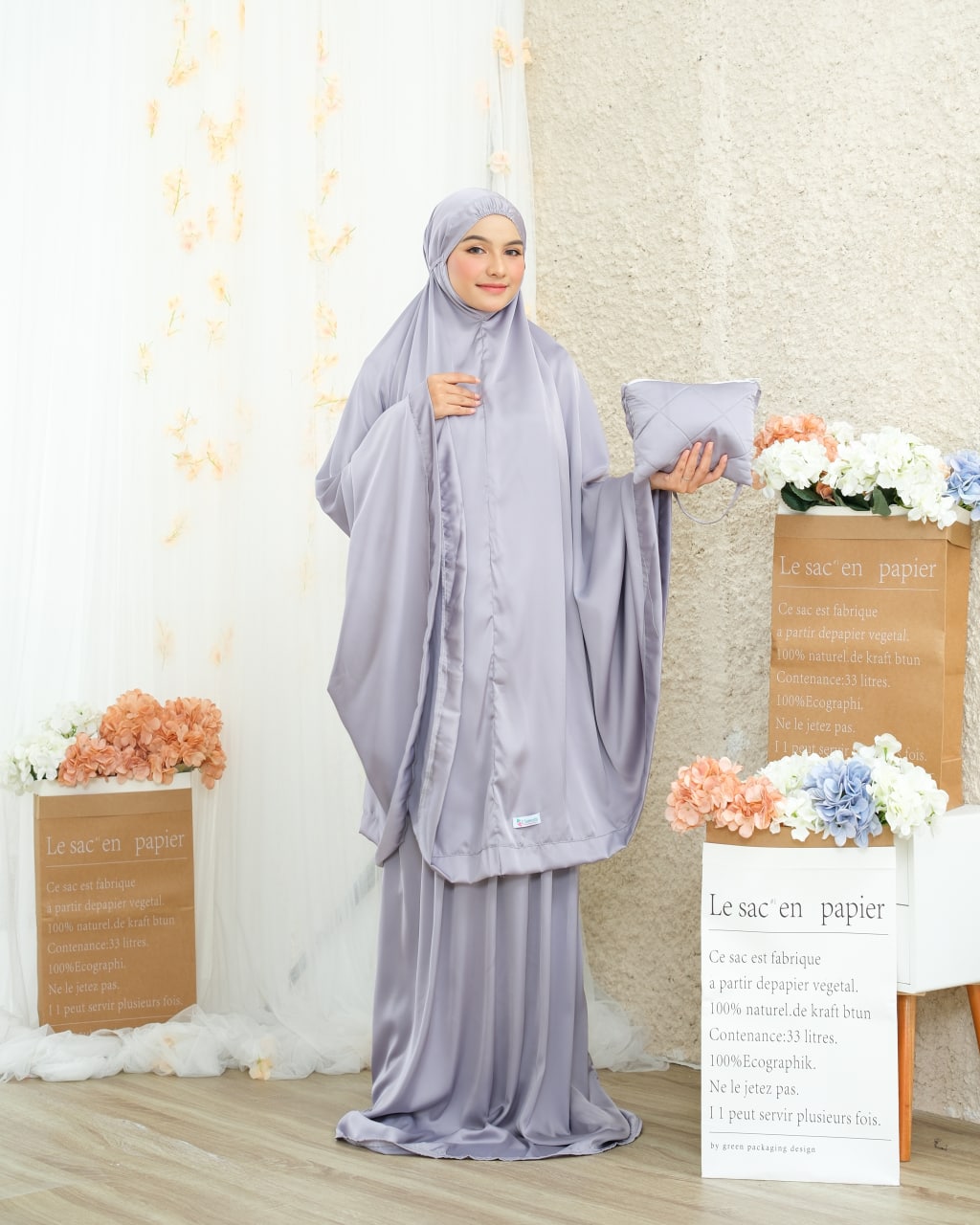 Pre Order. Zalina Armani Silk Telekung