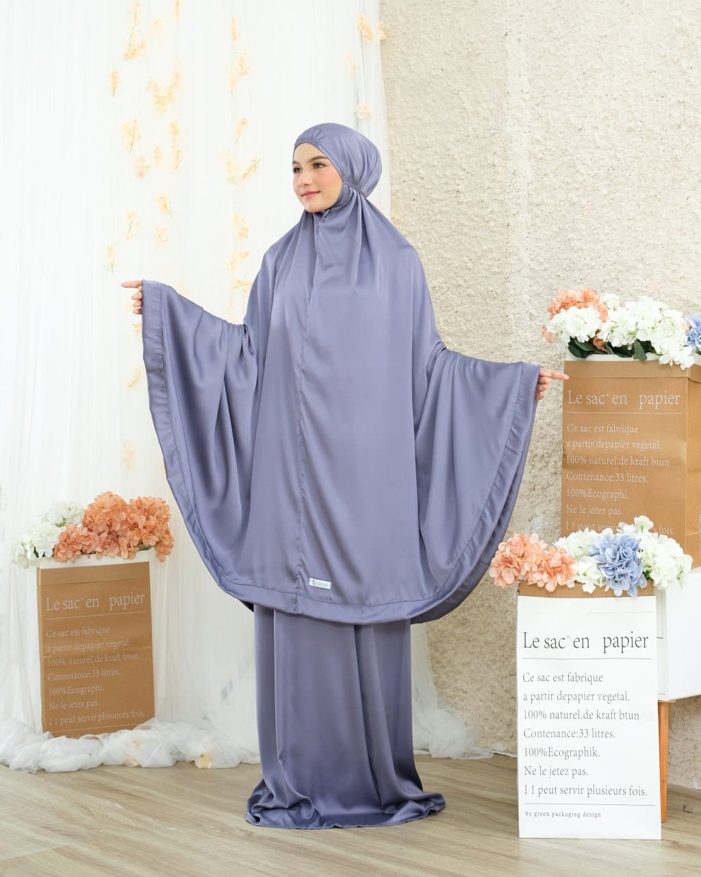 Pre Order. Zalina Armani Silk Telekung