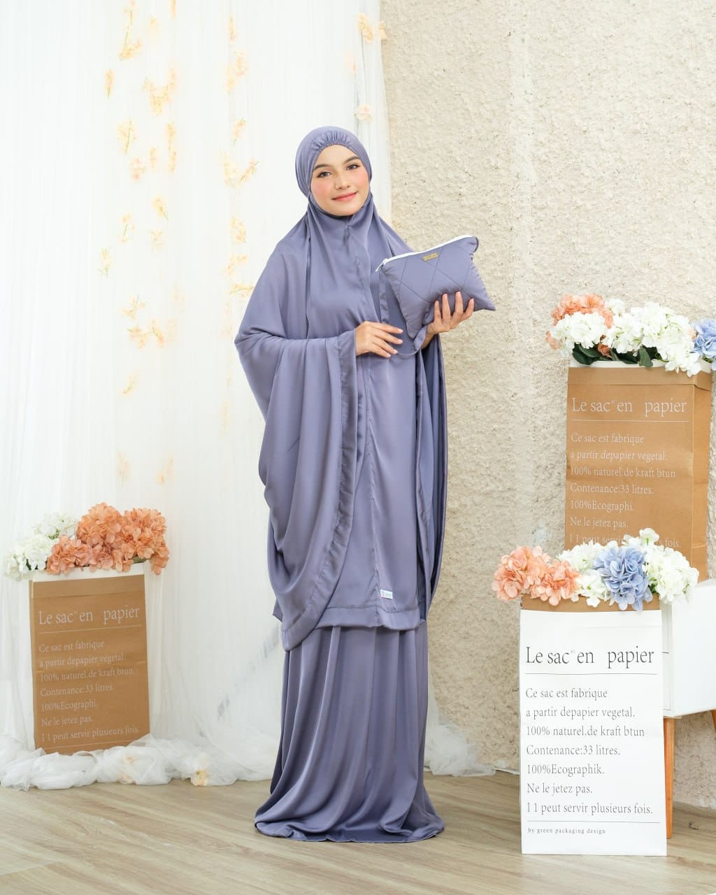 Pre Order. Zalina Armani Silk Telekung