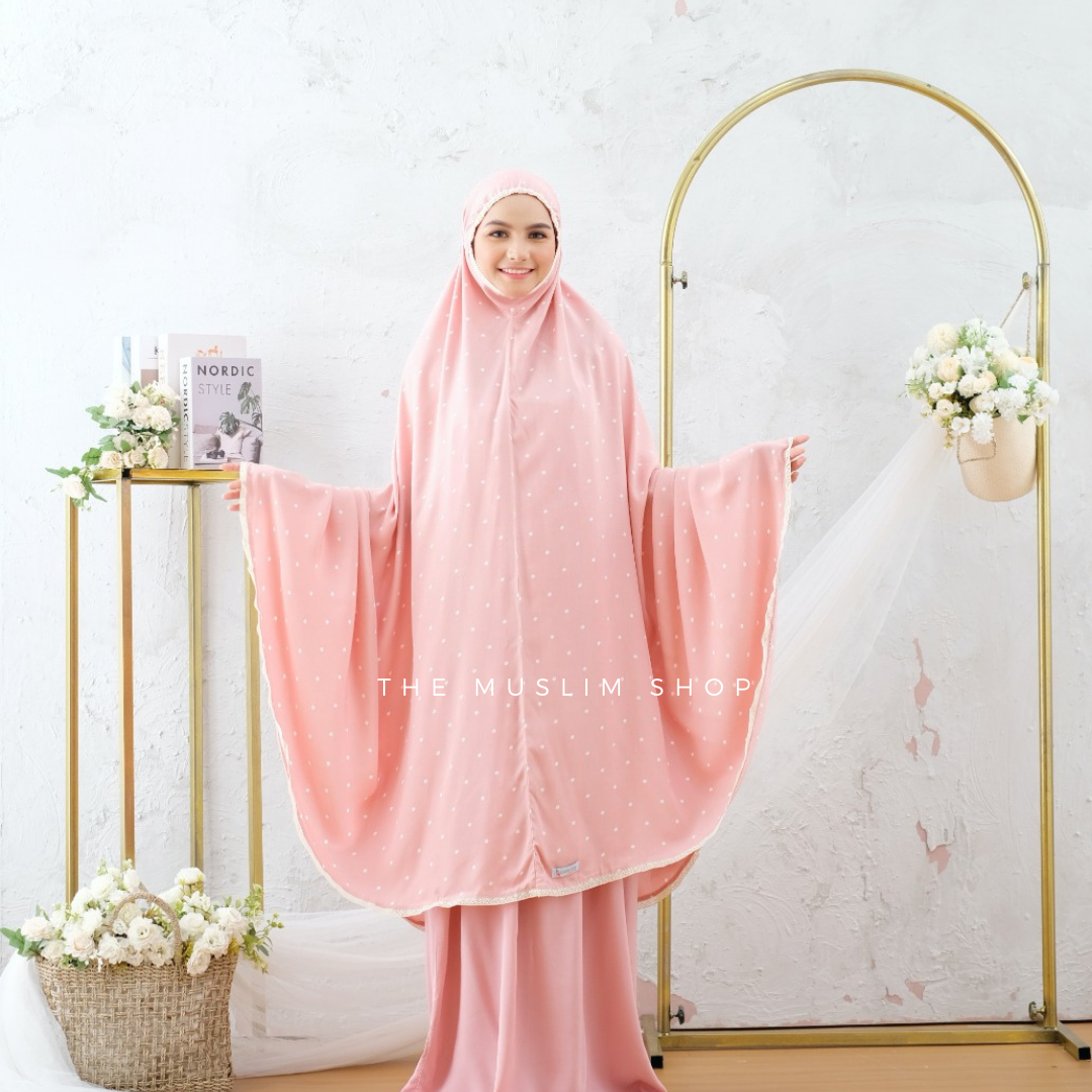 Pre Order ! Comfy Rayon Telekung in Polka Series