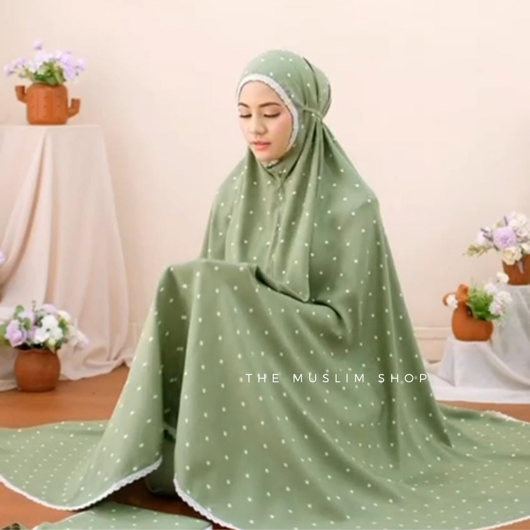 Pre Order ! Comfy Rayon Telekung in Polka Series