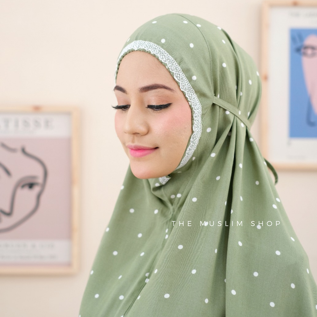 Pre Order ! Comfy Rayon Telekung in Polka Series