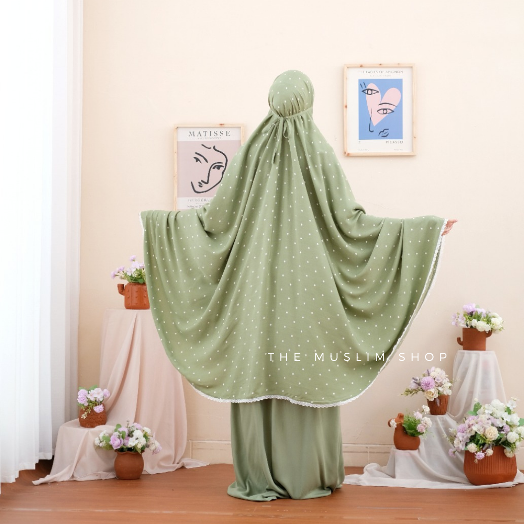 Pre Order ! Comfy Rayon Telekung in Polka Series