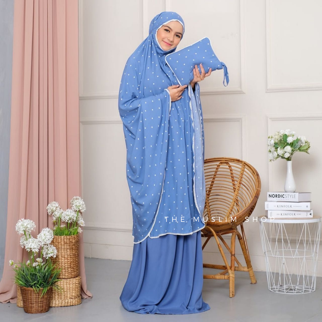 Pre Order ! Comfy Rayon Telekung in Polka Series