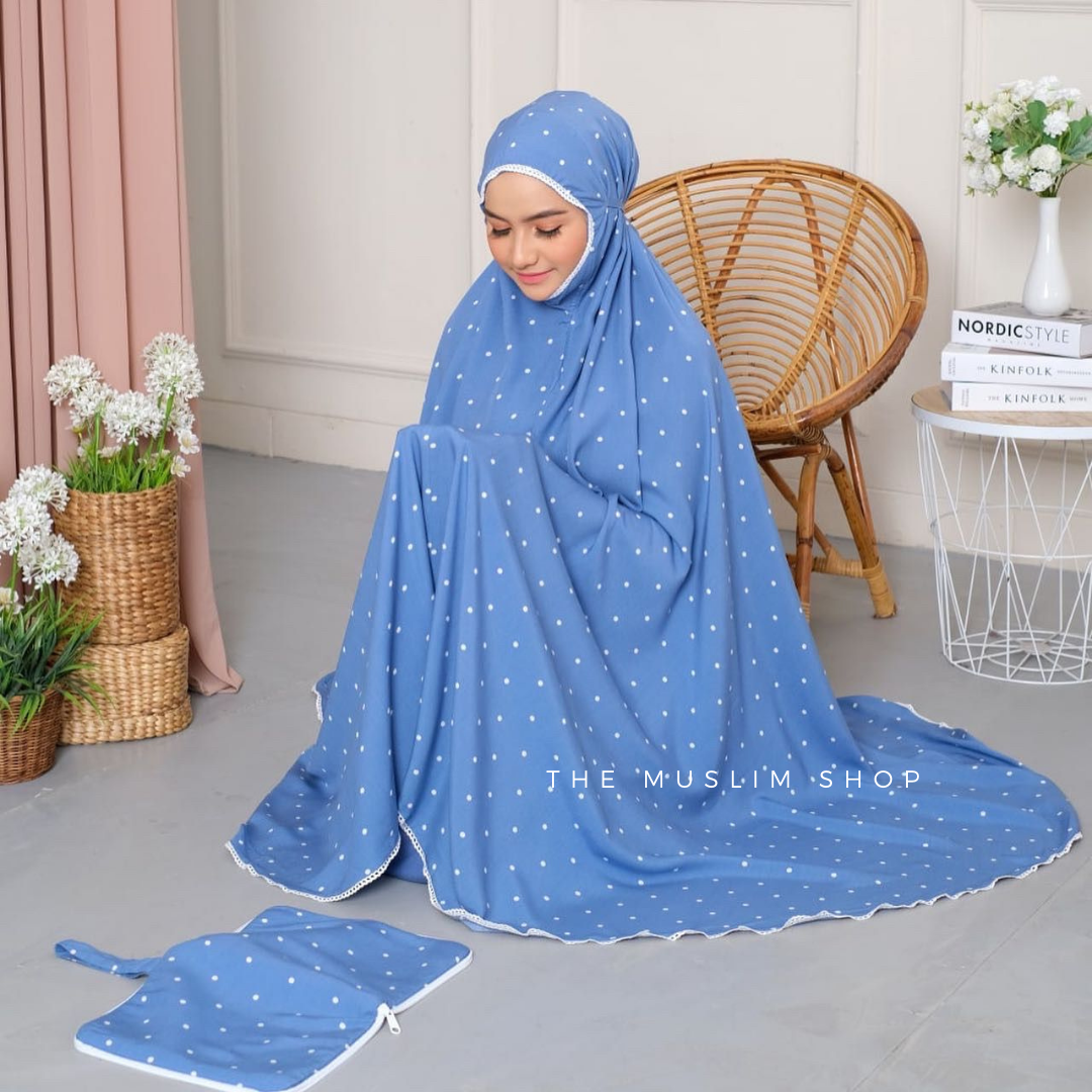 Pre Order ! Comfy Rayon Telekung in Polka Series