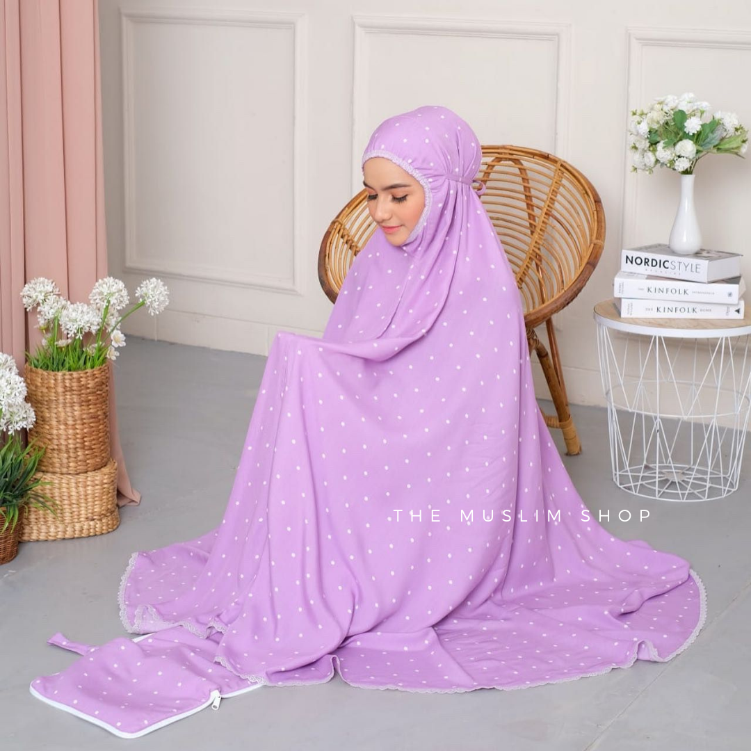 Pre Order ! Comfy Rayon Telekung in Polka Series