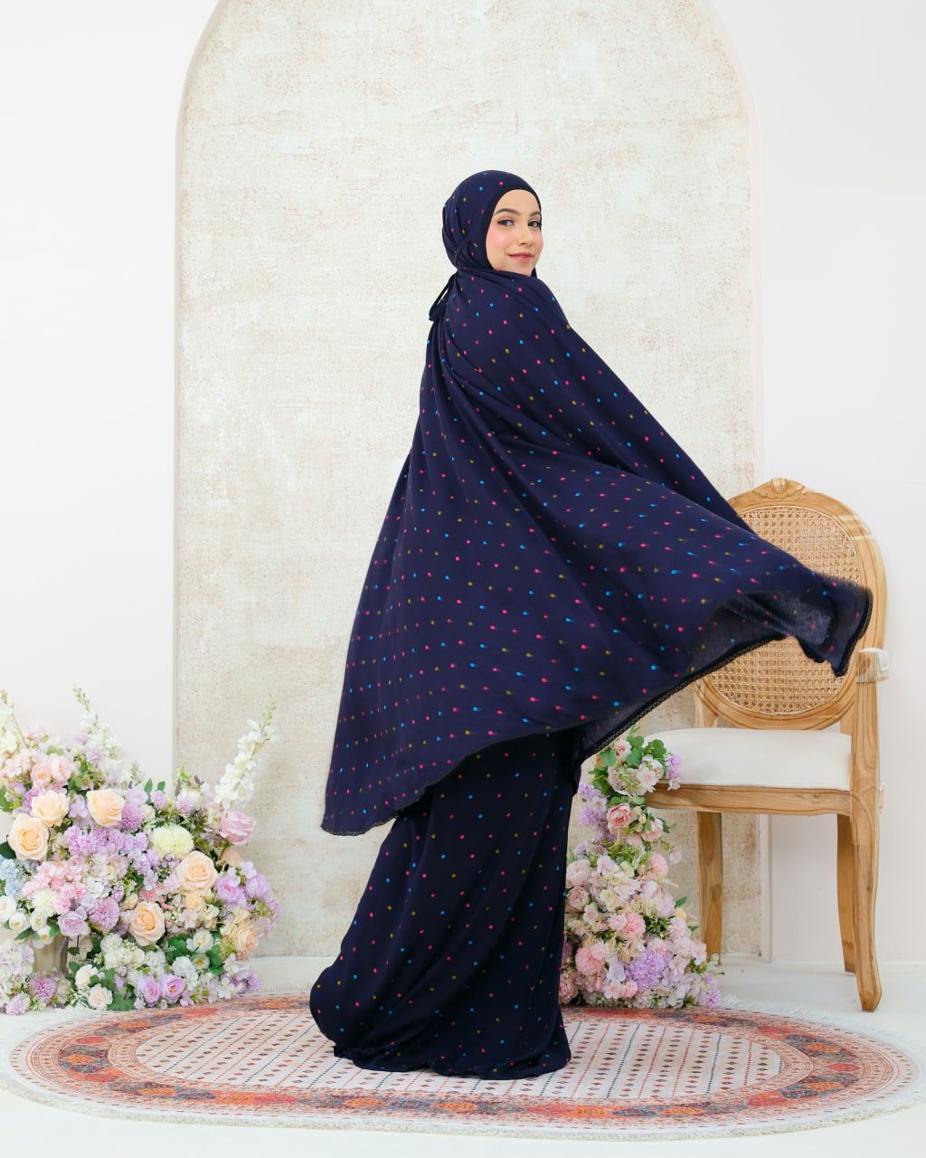 Pre Order! Signature Rayon Prayer Wear in Polka Rainbow Series