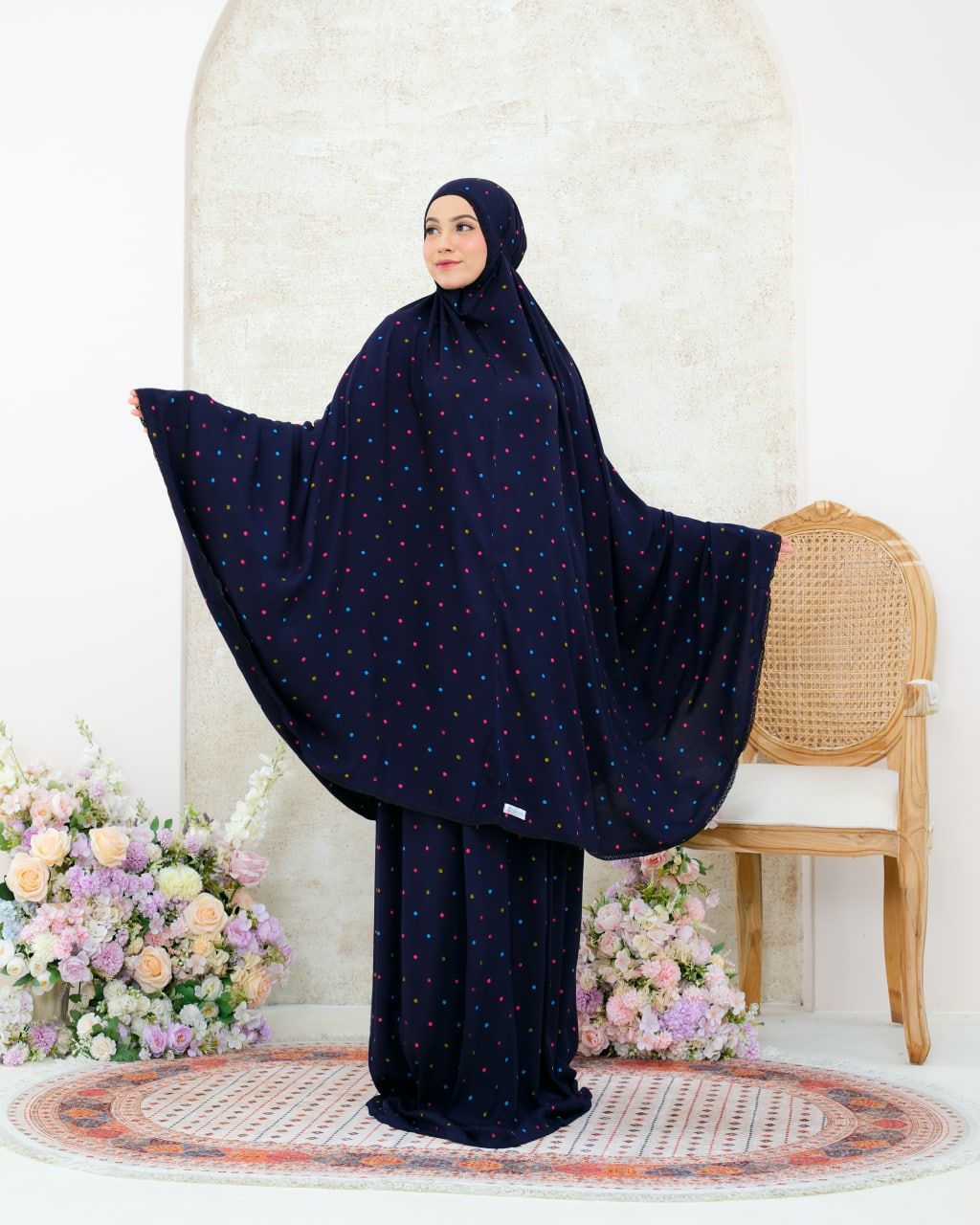 Pre Order! Signature Rayon Prayer Wear in Polka Rainbow Series