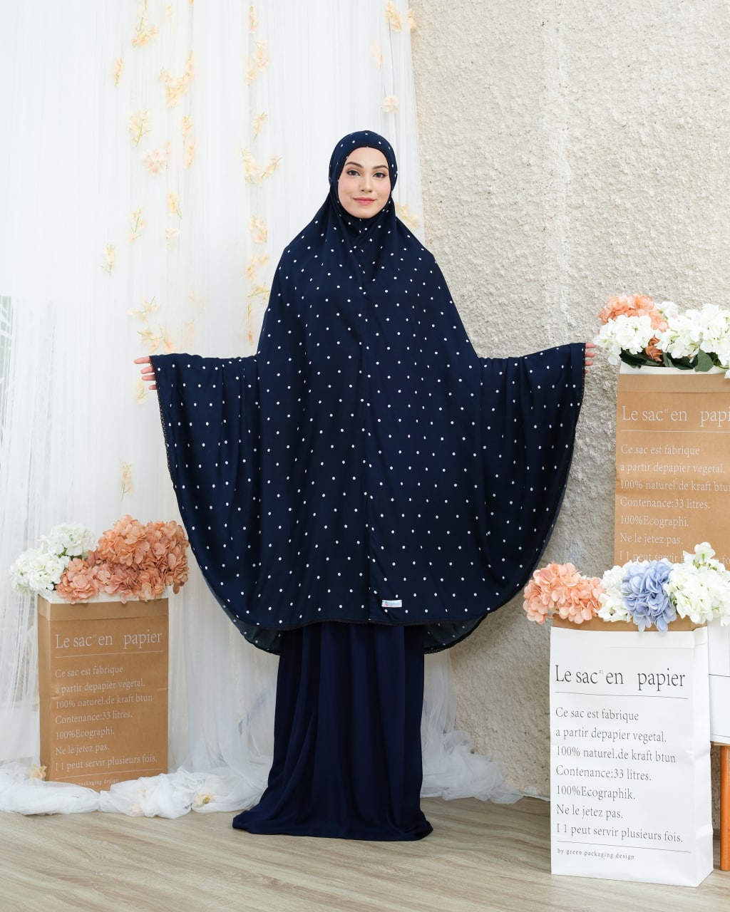 Pre Order ! Comfy Rayon Telekung in Polka Series